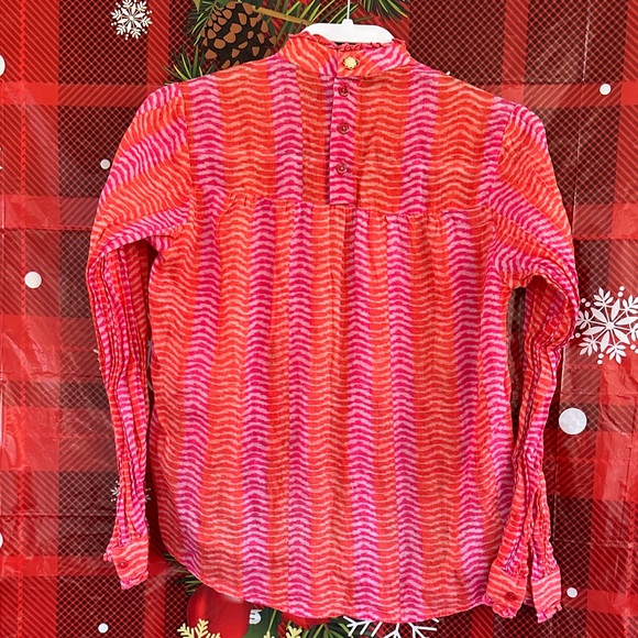 Anthropologie Bl-nk London Annona Blouse in Pink and Orange Blouse - Picture 6 of 8